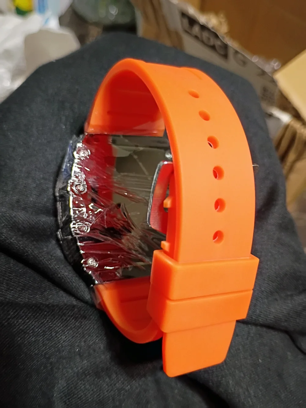 Men's Luxury Orange and Blue Crystal Sport Watch NEW!!